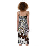Steampunk Gears And Cogs Print Slim Fit Midi Cami Dress
