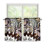 Steampunk Gears And Cogs Print Tier Curtains