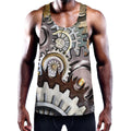 Steampunk Gears And Cogs Print Men's Workout Tank Top