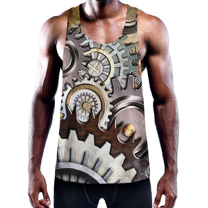 Steampunk Gears And Cogs Print Training Tank Top
