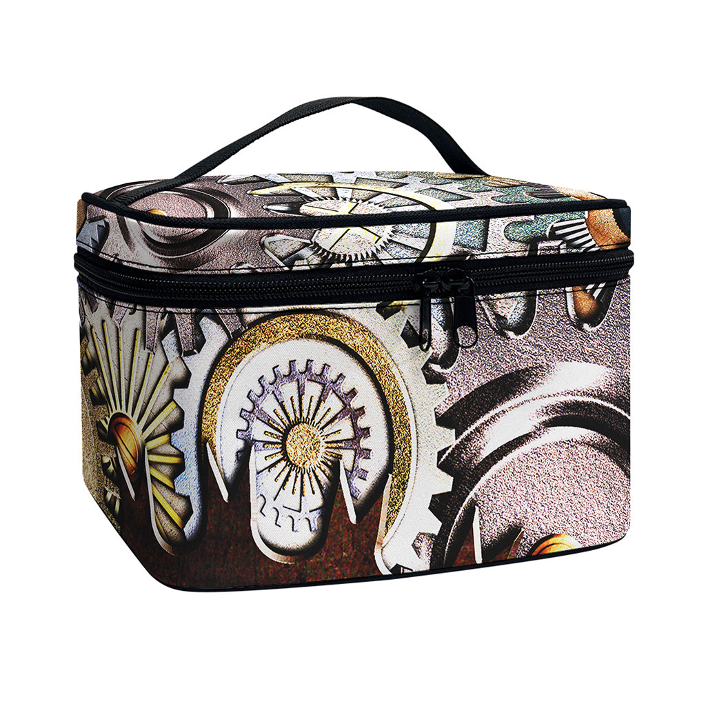 Steampunk Gears And Cogs Print Travel Makeup Bag