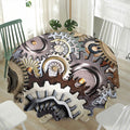Steampunk Gears And Cogs Print Waterproof Round Tablecloth