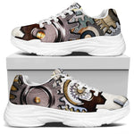 Steampunk Gears And Cogs Print White Chunky Shoes