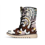 Steampunk Gears And Cogs Print Winter Boots