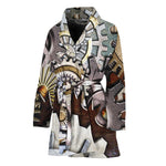 Steampunk Gears And Cogs Print Women's Bathrobe