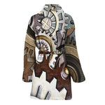 Steampunk Gears And Cogs Print Women's Bathrobe