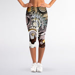 Steampunk Gears And Cogs Print Women's Capri Leggings
