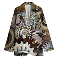 Steampunk Gears And Cogs Print Women's Cotton Blazer
