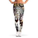 Steampunk Gears And Cogs Print Women's Leggings