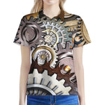 Steampunk Gears And Cogs Print Women's Polo Shirt