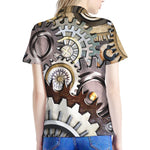Steampunk Gears And Cogs Print Women's Polo Shirt