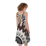 Steampunk Gears And Cogs Print Women's Sleeveless Dress