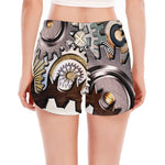 Steampunk Gears And Cogs Print Women's Split Running Shorts