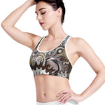 Steampunk Gears And Cogs Print Women's Sports Bra
