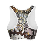 Steampunk Gears And Cogs Print Women's Sports Bra