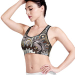 Steampunk Gears And Cogs Print Women's Sports Bra