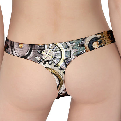 Steampunk Gears And Cogs Print Women's Thong