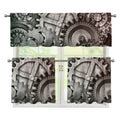 Steampunk Metal Gears Print 3 Piece Kitchen Curtains