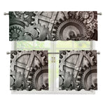 Steampunk Metal Gears Print 3 Piece Kitchen Curtains