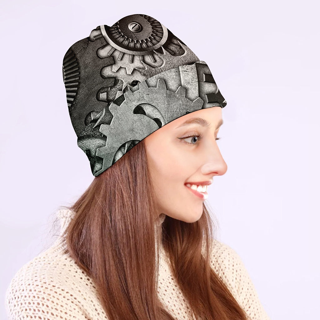 Steampunk Metal Gears Print Beanie