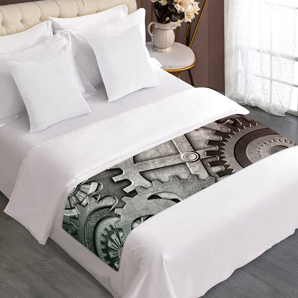Steampunk Metal Gears Print Bed Runner