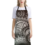 Steampunk Metal Gears Print Bib Apron With Pocket