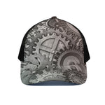 Steampunk Metal Gears Print Black Mesh Trucker Cap