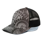 Steampunk Metal Gears Print Black Mesh Trucker Cap