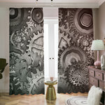 Steampunk Metal Gears Print Blackout Pencil Pleat Curtains