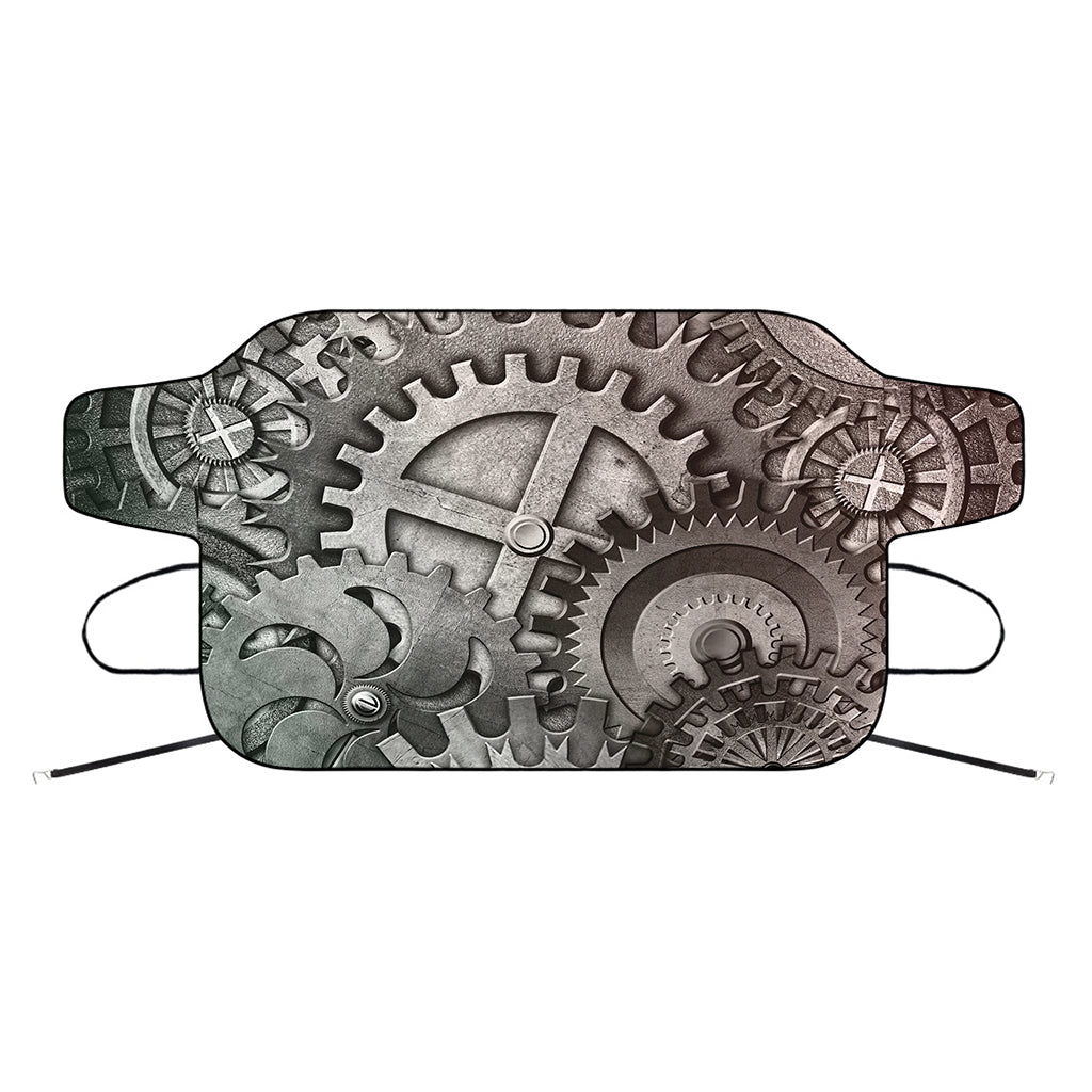 Steampunk Metal Gears Print Car Windshield Snow Cover