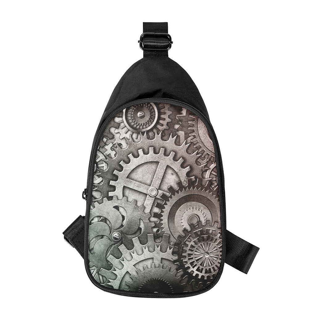 Steampunk Metal Gears Print Chest Bag