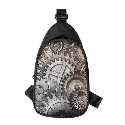 Steampunk Metal Gears Print Chest Bag