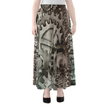 Steampunk Metal Gears Print Chiffon Maxi Skirt
