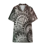 Steampunk Metal Gears Print Cotton Hawaiian Shirt