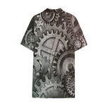 Steampunk Metal Gears Print Cotton Hawaiian Shirt