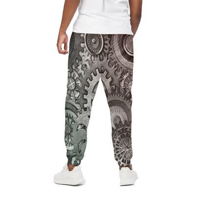 Steampunk Metal Gears Print Cotton Pants
