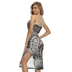 Steampunk Metal Gears Print Cross Back Cami Dress