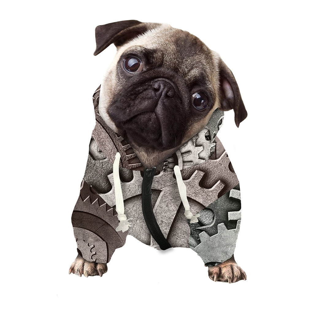 Steampunk Metal Gears Print Dog Zip Up Hoodie