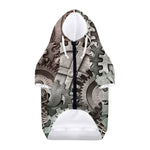 Steampunk Metal Gears Print Dog Zip Up Hoodie