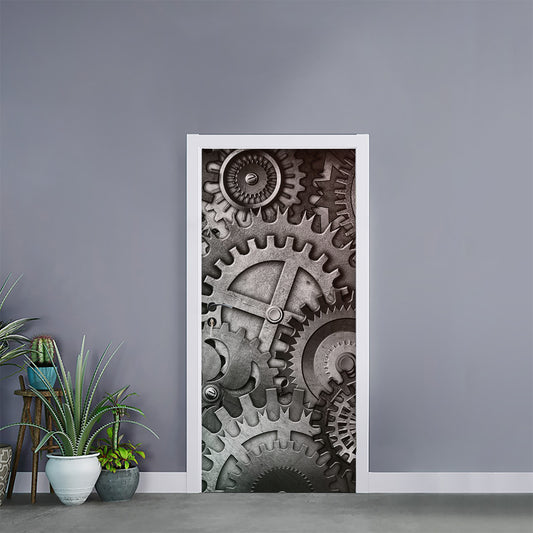 Steampunk Metal Gears Print Door Sticker
