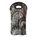 Steampunk Metal Gears Print Double Neoprene Wine Tote