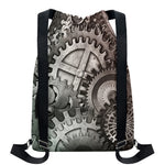 Steampunk Metal Gears Print Drawstring Backpack