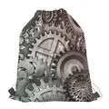 Steampunk Metal Gears Print Drawstring Bag