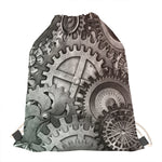 Steampunk Metal Gears Print Drawstring Bag