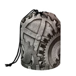 Steampunk Metal Gears Print Drawstring Makeup Bag