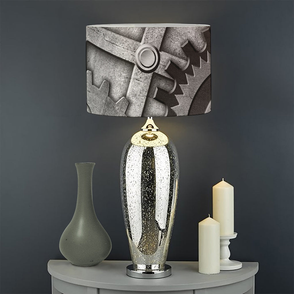Steampunk Metal Gears Print Drum Lamp Shade