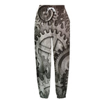 Steampunk Metal Gears Print Fleece Lined Knit Pants