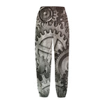 Steampunk Metal Gears Print Fleece Lined Knit Pants