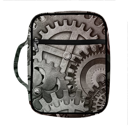 Steampunk Metal Gears Print Front Pocket Bible Bag