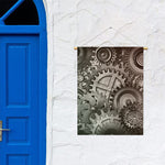 Steampunk Metal Gears Print Garden Flag